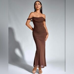 Chic Strapless Brown Dress